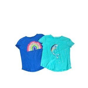GAP Kids Rainbow & Narwhal T-Shirt Bundle Size M - Girls Short Sleeve Graphic Te